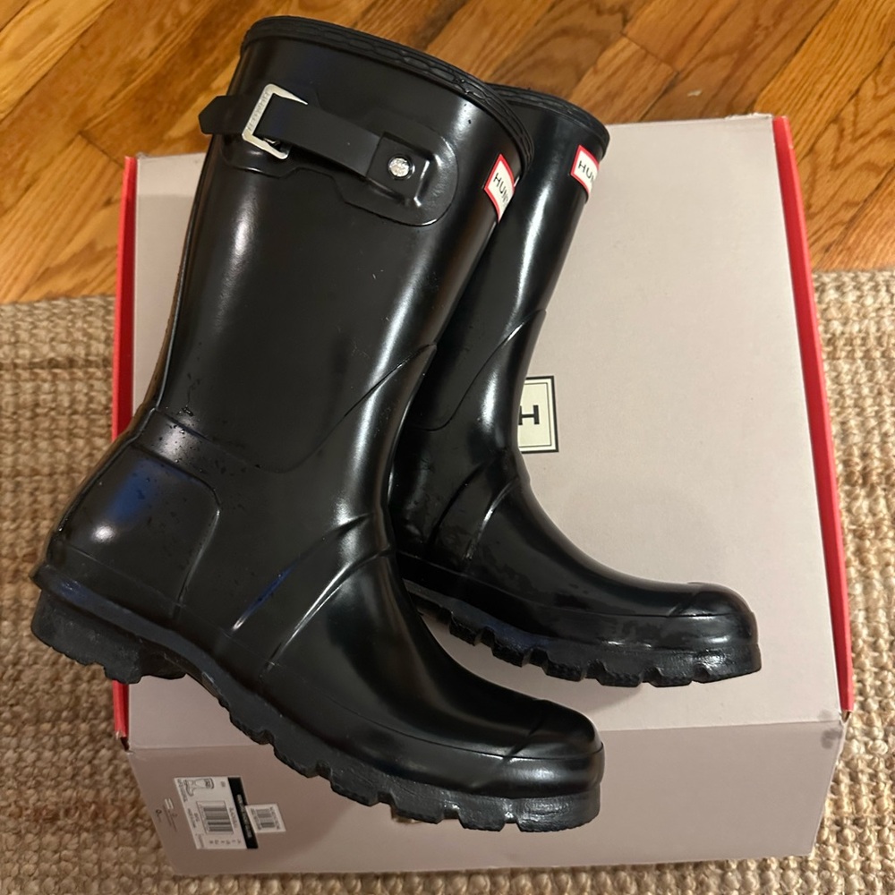 Hunter Glossy Black Waterproof Boots